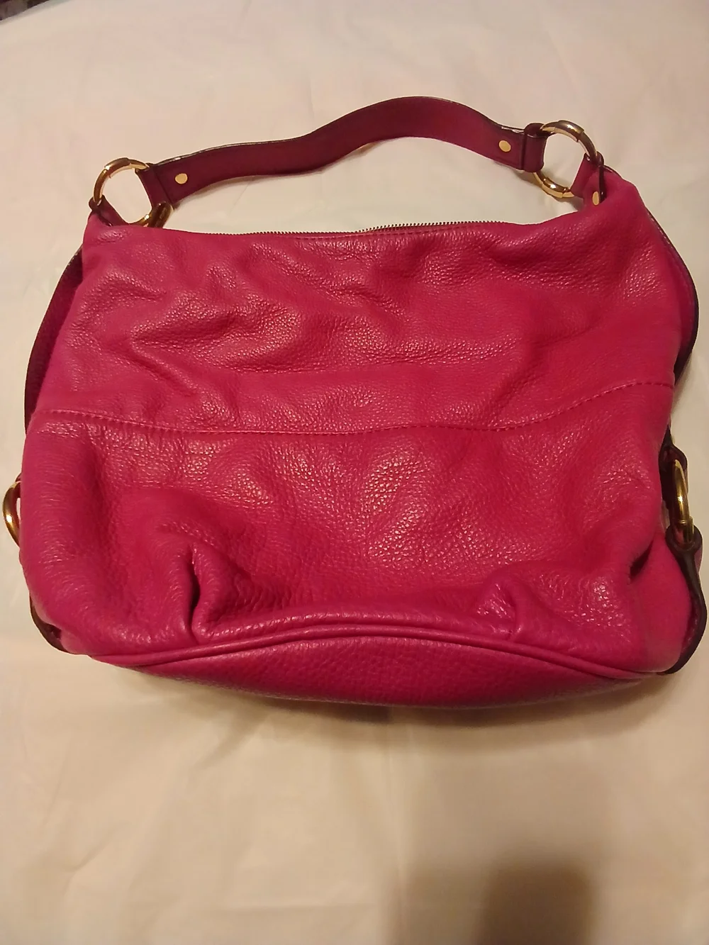 Michael Kors Hot Pink Pebbled Leather Hobo with Gold Hardware